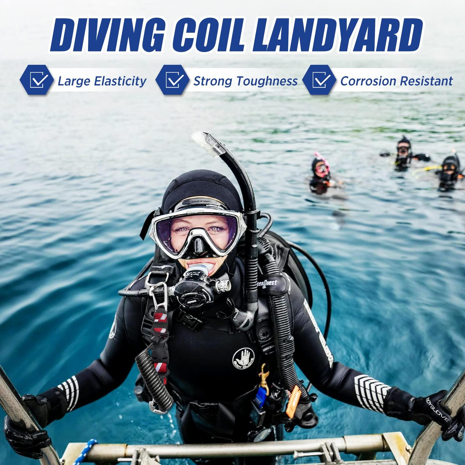 OVOVFANY OVOVFANY Scuba Diving Lanyard + Double-Clips Scuba Retractable Lanyard