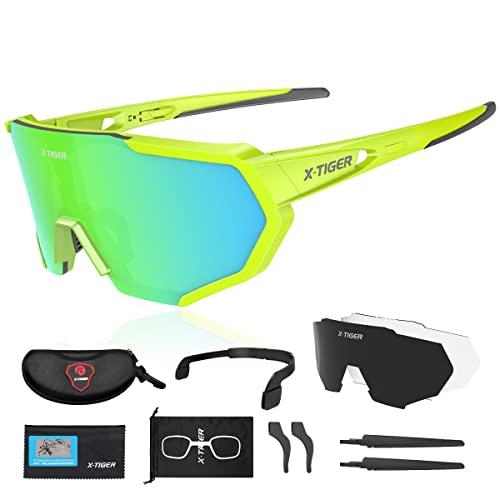 X-TIGER X-TIGER Polarized Sports Sunglasses with 3 Interchangeable Lenses,Mens Womens Cycling Glasses,Baseball Running Fishing Golf Driving Sunglasses