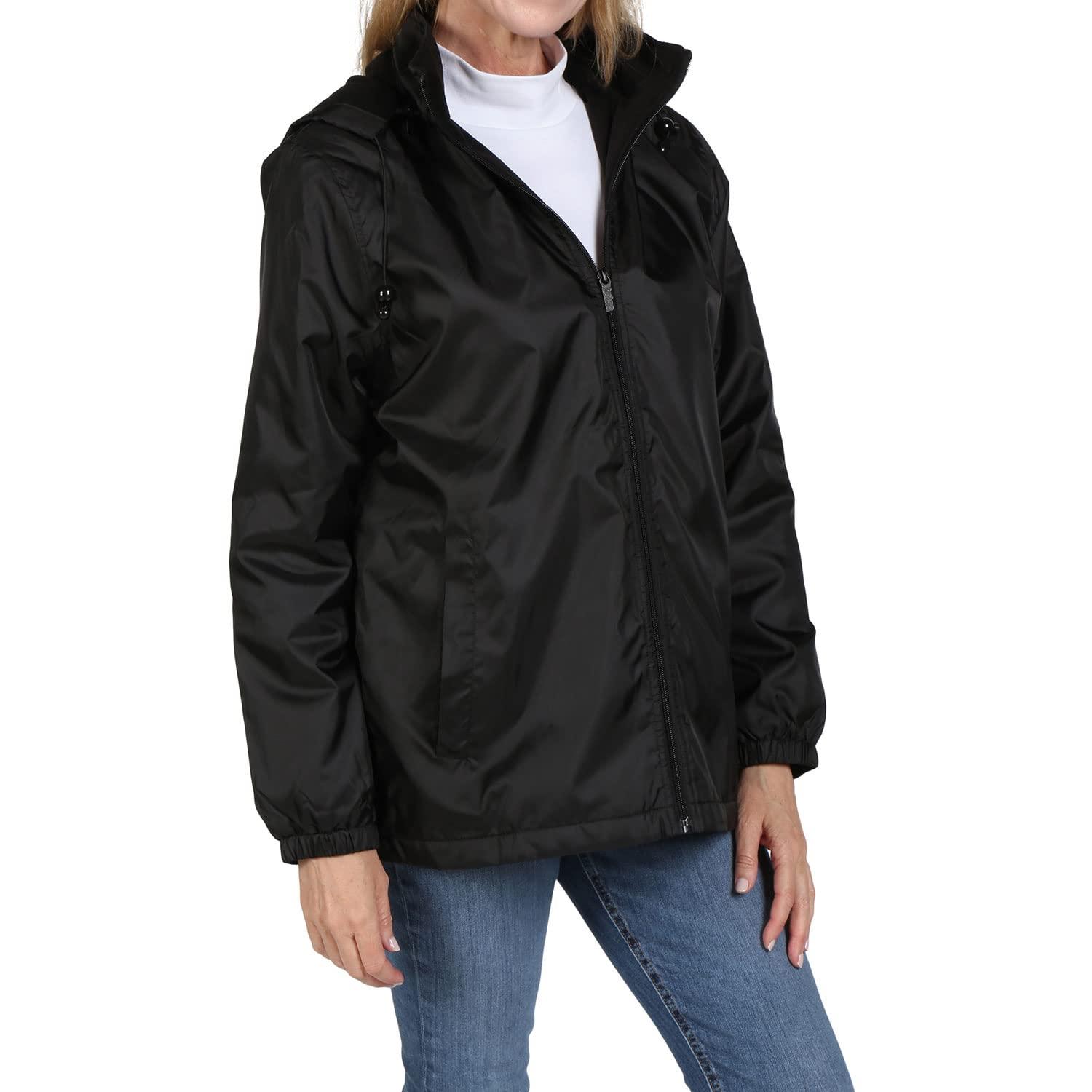 totes totes Womens Rain Jacket with Hood Rain Coat for Women Waterproof Womens Coats, Black, Medium