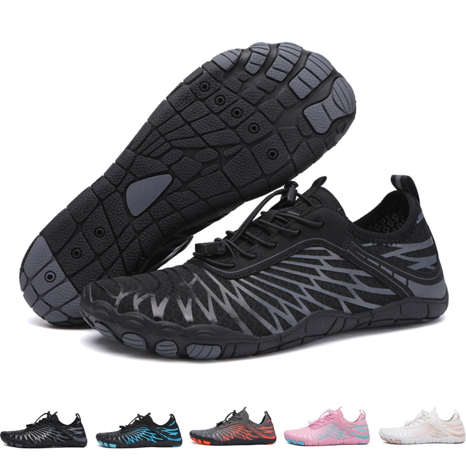 LELISKA LELISKA Barecourt: 2.0 Barefoot Pickleball Shoes, Hike Footwear Womens Mens Barefoot Shoes, Thin Sole, Zero Drop, Wide Toe Box (Black,6 Men/8 Women)
