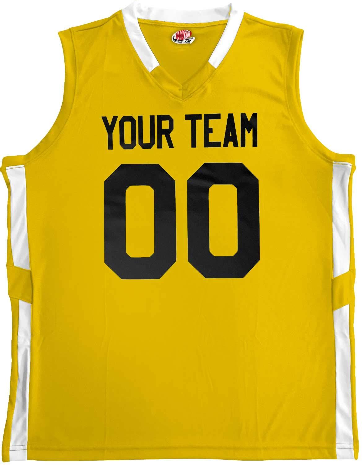 HARDKOR SPORTS Custom Basketball Short Old School Style Gold and White Adult X-Large