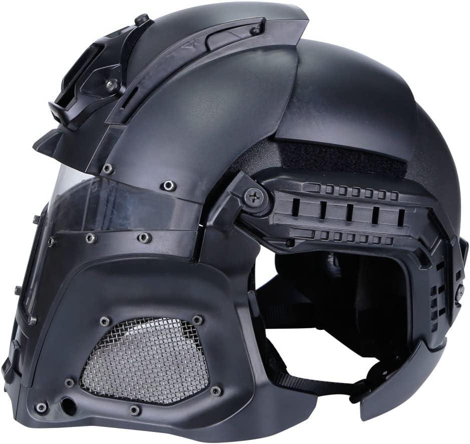 ACEXIER ACEXIER Tactical Military Ballistic Helmet Side Rail NVG Shroud Transfer Base Army Combat Airsoft Paintball Full Face Mask Helmet (Grey)