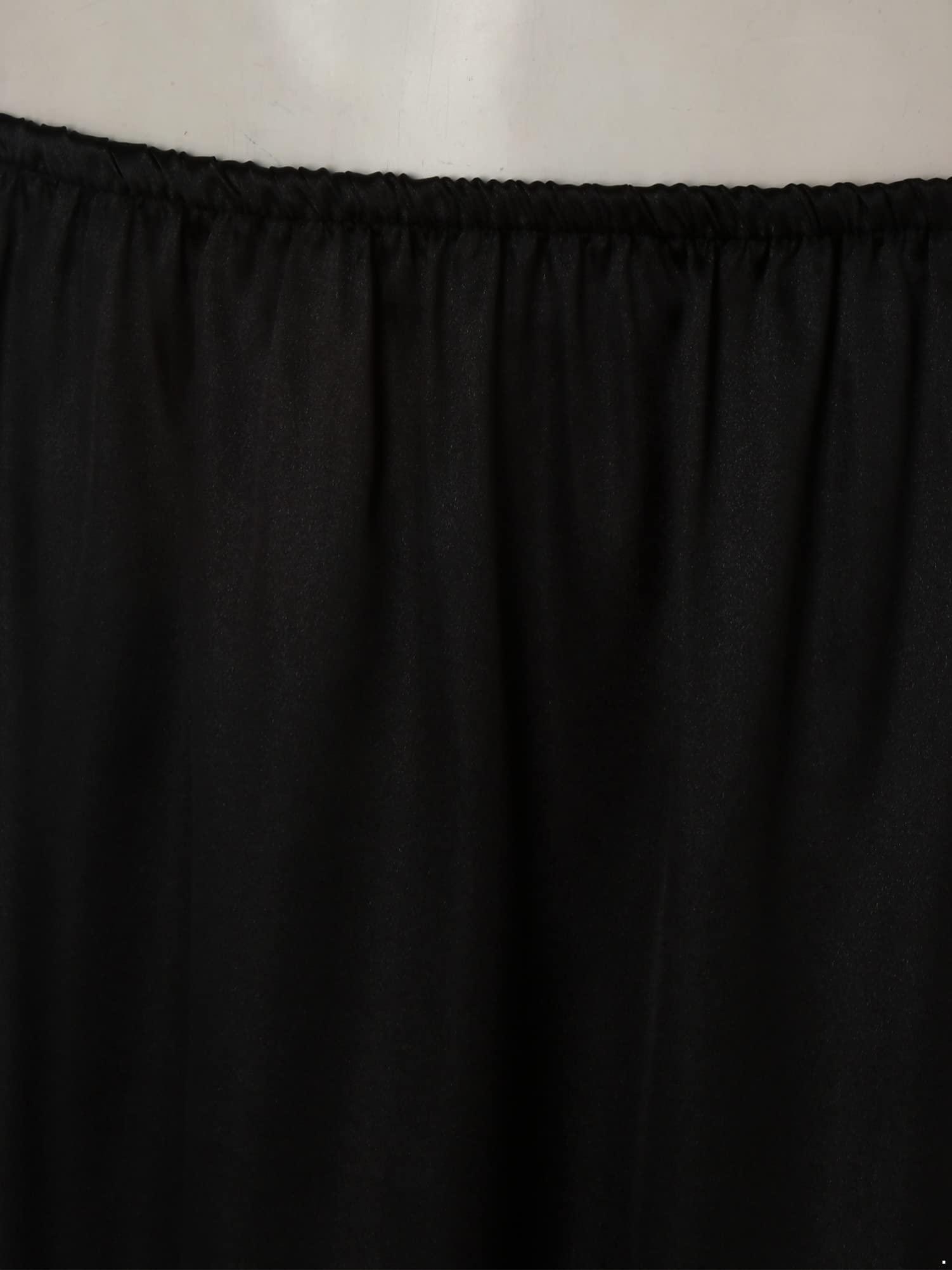 CHICTRY CHICTRY Women's Lace Trim Lingerie Long Underskirt Elastic Waist Half Slip Skirt for Under Dresses Black X-Large