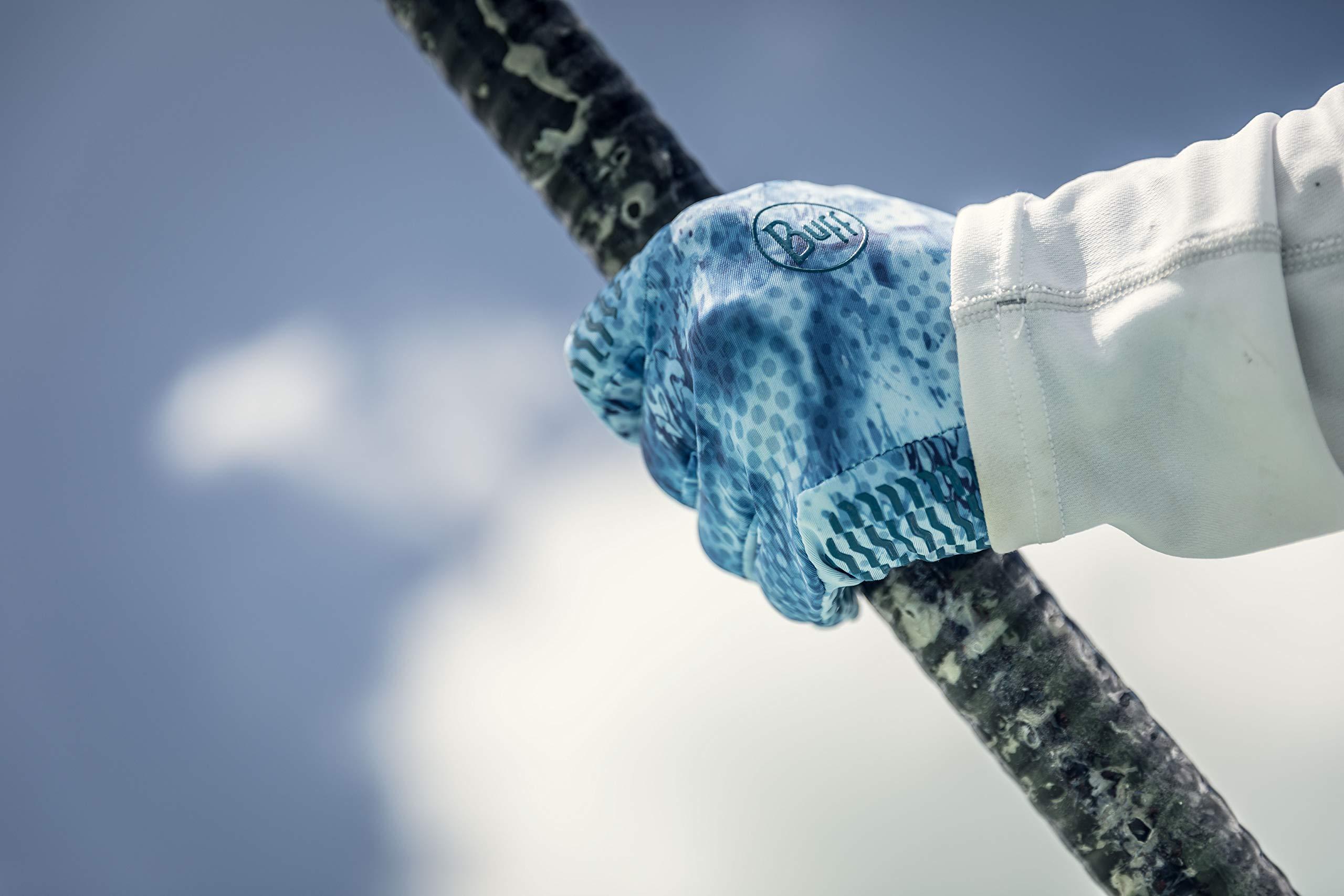 BUFF BUFF Adult Aqua Gloves, UPF 50+ Sun Protection, Odor-Resistant Fabric, Quick Drying and Lightweight, Outdoor Activities, Camo Blue, Medium