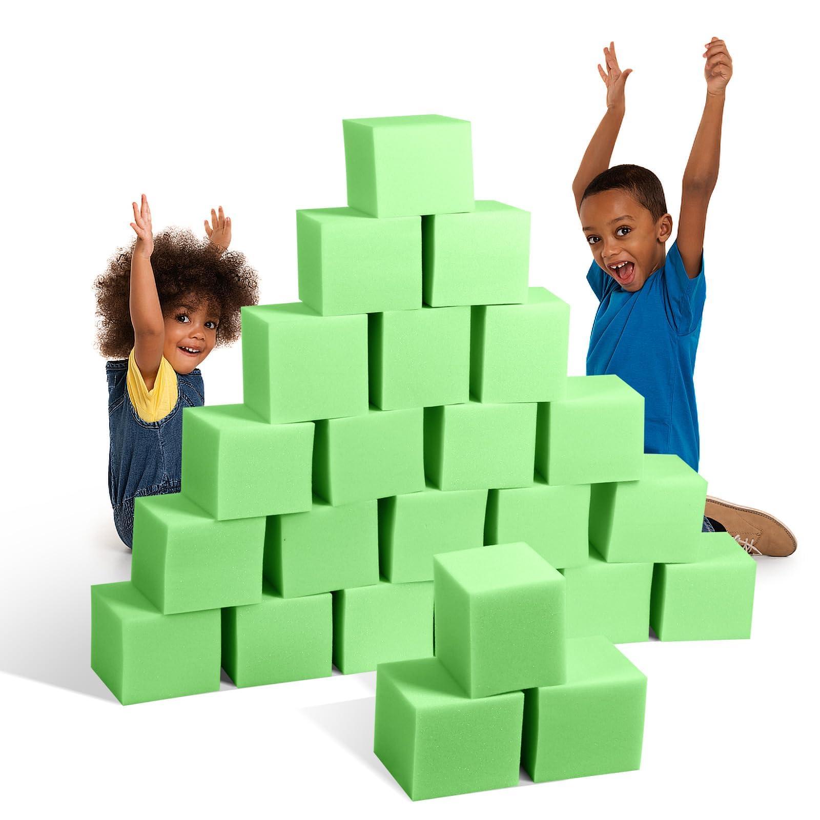 TAYUQEE TAYUQEE Foam Pit Cubes, 24 PCS 5 Inches Gymnastics Foam Blocks Trampoline Blocks, Multi-Sport Protective Padding for Freerunning, Trampoline, Parkour, Skate Parks & BMX - Green