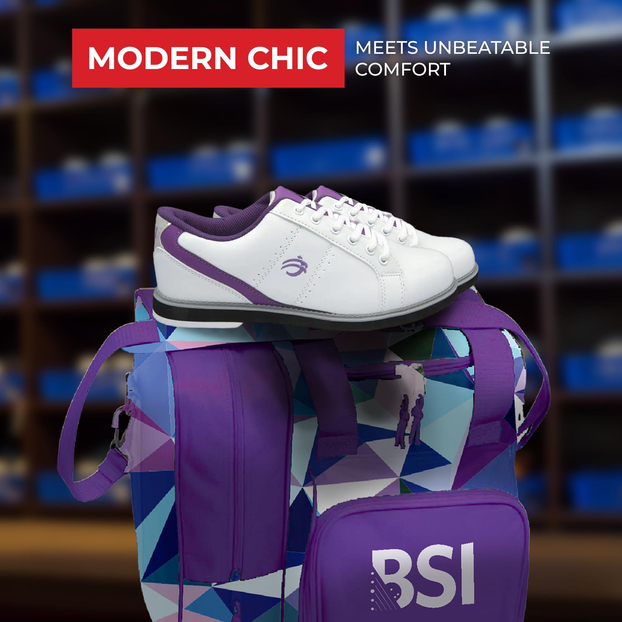 BSI BSI Women\'s 460 Classic Bowling Shoe - Lightweight Shoes with Cushioned Support for Women, Purple & White, Size 11