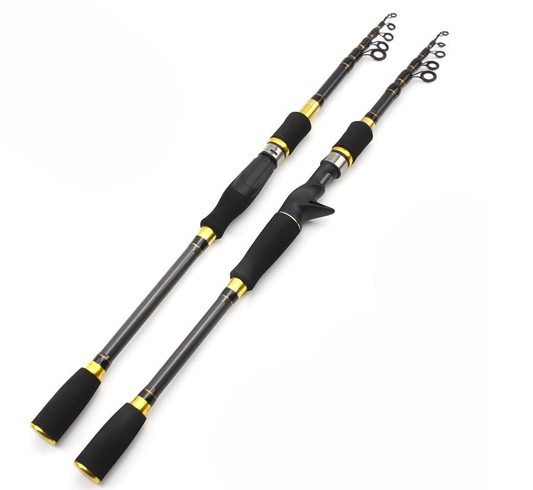 KTGCOZS KTGCOZS Ultra-Short Carbon Fiber Telescopic Fishing Rod Sea Saltwater Portable Spinning Pole (Spinning Rod, 2.4m)