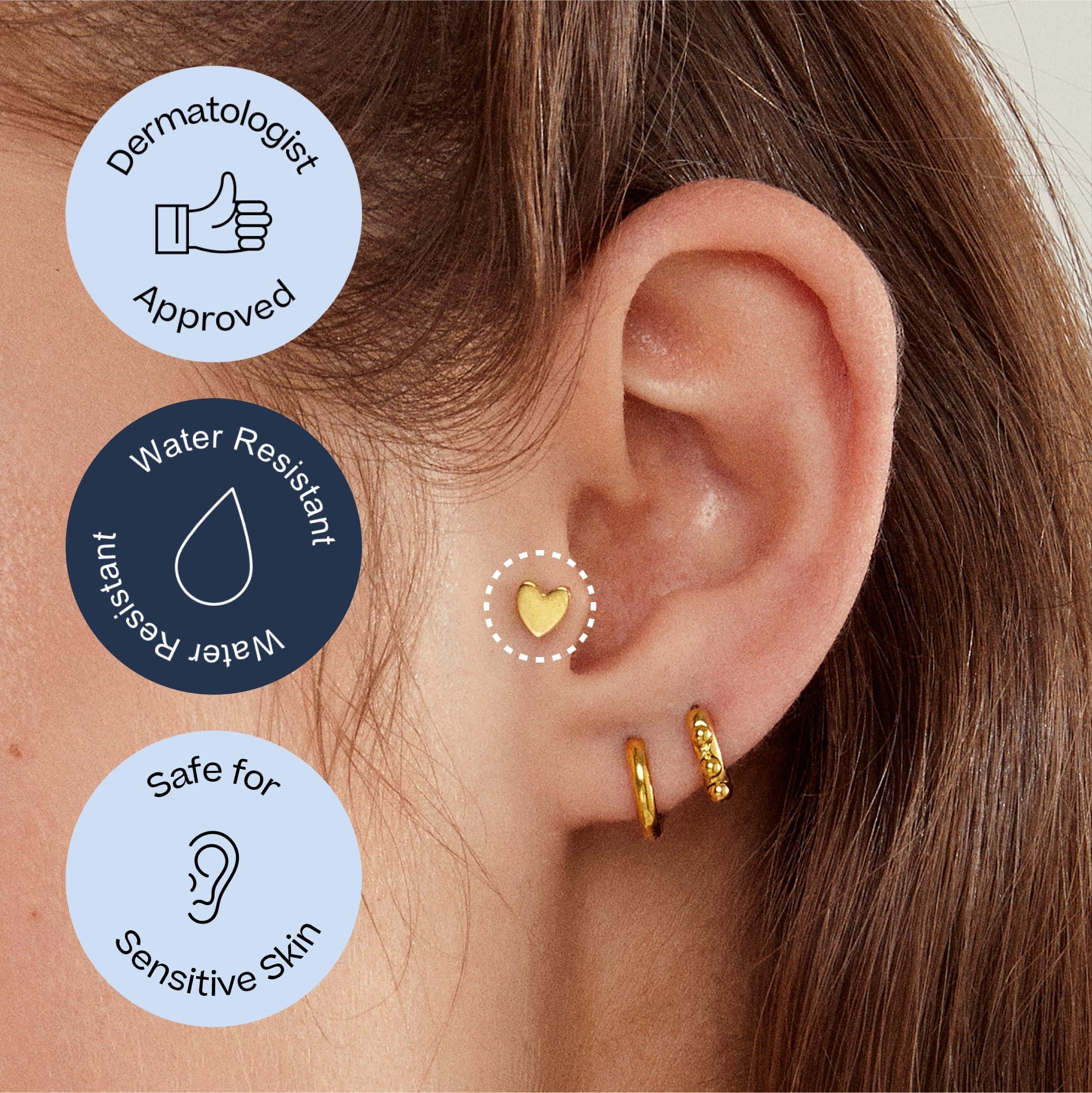 Tini Lux Tini Lux | Hypoallergenic Earrings | Titanium Priya Heart Studs | Silver | Titanium Stud Earrings for Women | Earrings Studs, Sensitive Ears, Trendy Womens Earring Set