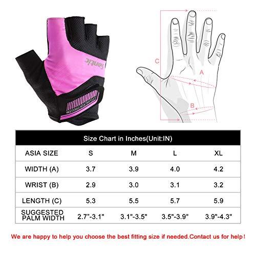 Santic Santic Classic Fingerless Cycling Gloves with Shock-Absorbing Foam Pad Breathable Half Finger Moutain Bike Bicycle Riding Gloves for Men and Women Pink XL