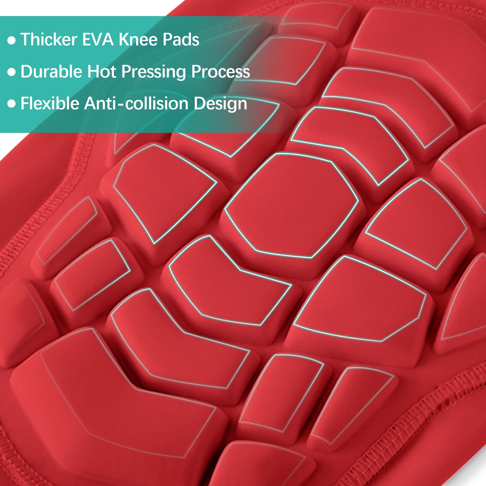 LUODITO LUODITO Knee Pads Compression Leg Sleeve Wrestling Volleyball Football Knee Pads, Knee Compression Sleeve for Youth Adult, 1 pair of Knee Sleeves ((#1) Red-2pcs,Medium)