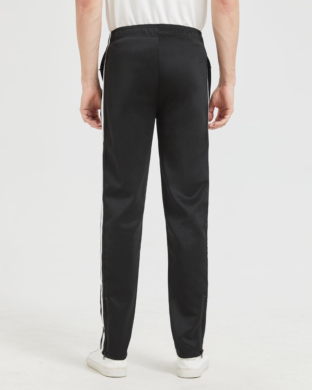 Zylioo Zylioo Tall Joggers for Men, Extra Long Inseam Sweatpants with 1-Side Stripe, Breathable Knit Fabric and Secure Zipper Pockets Black