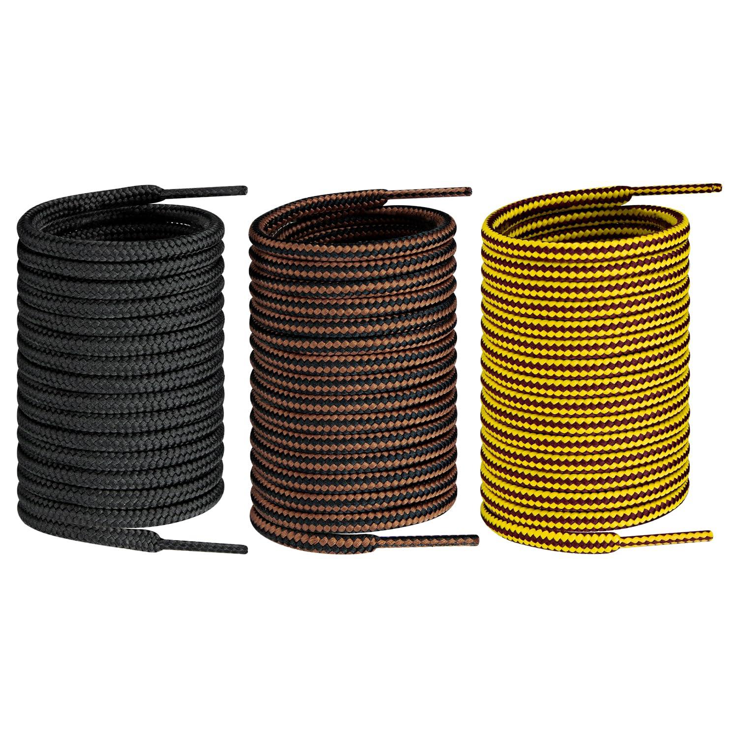 Endoto Endoto Shoelaces for Danner Boots Round Replacement Shoe Laces Work Hiking Hunting Shoes Strings(Color:Yellow&Brown,Size:62Inch)