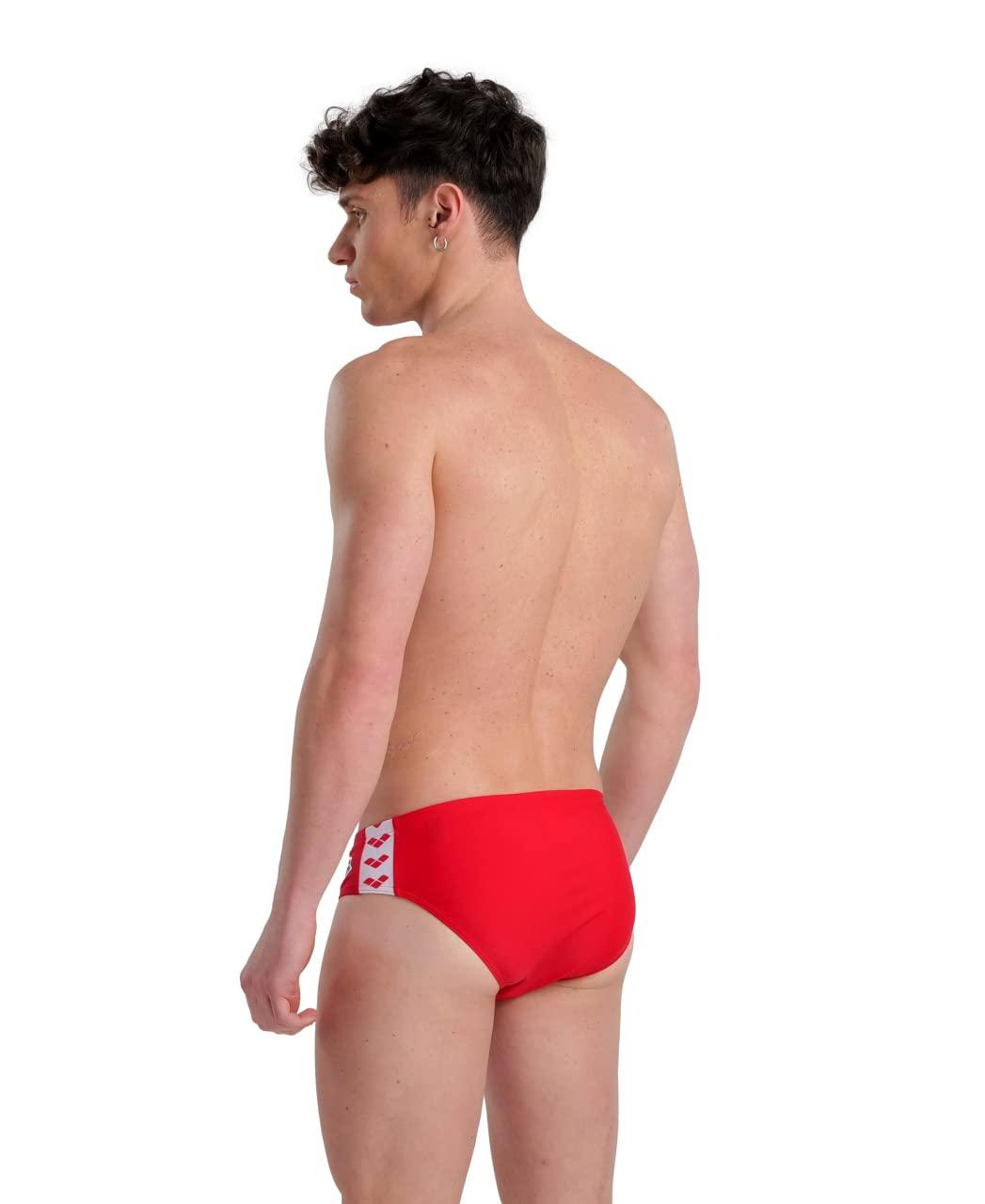 ARENA ARENA Feel Icons Solid Men's Swim Brief Waterfeel Stretchy Fitness Swimming Stylish Suit, Red, 34