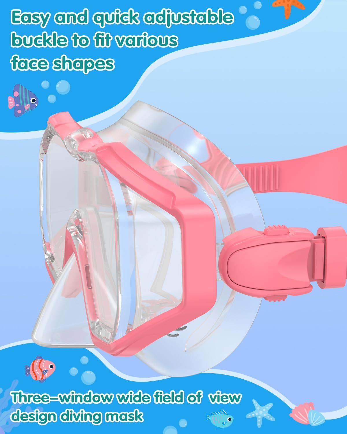 W WSTOO W WSTOO Swim Goggles with Nose Cover,Latest HD 3-Window Wide Vision Lens Snorkel Mask Anti-Fog Anti-Leak for Adults Youth and Kids Swimming Snorkeling Diving