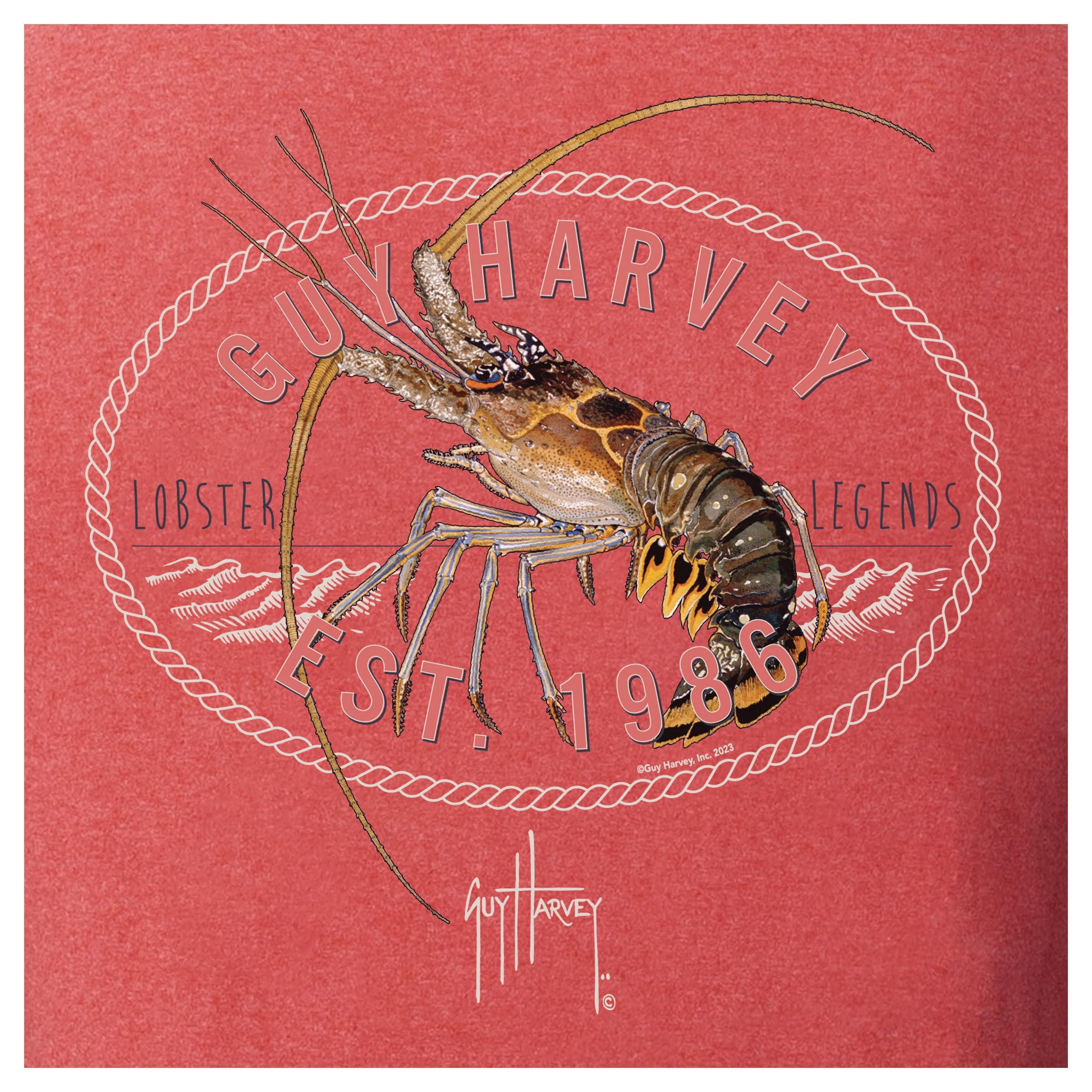 Guy Harvey Guy Harvey Mens Threadcycled Short Sleeve T-Shirt, Red Heather/Lobster Legends, Large