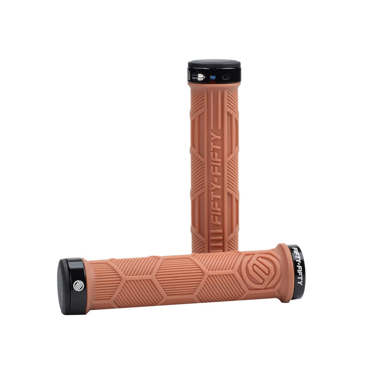 FIFTY-FIFTY FIFTY-FIFTY Double Lock-On Mountain Bike Grips, Bicycle Handlebar Locking Grips, Non-Slip MTB Handle (Brown)
