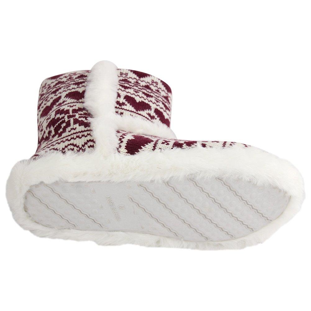 Home Slipper Home Slipper Indoor House Booties Slippers, Women's Super Soft Fuzzy Slide Anti-Slip Boots Slippers Shoes,US 9/10,Wine Red