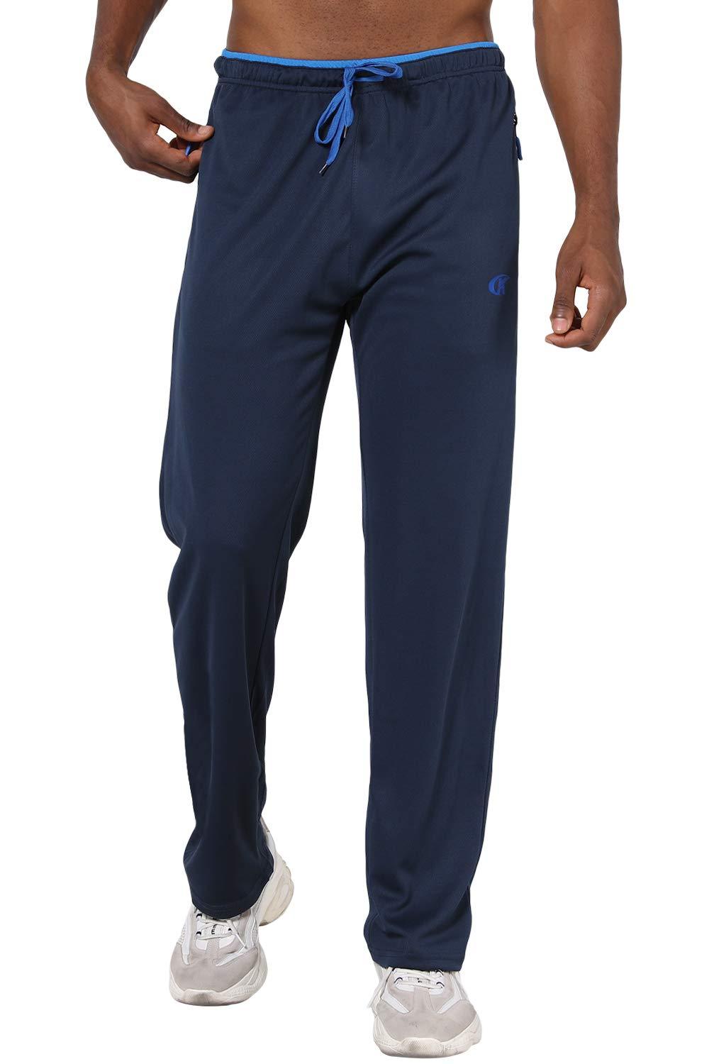 NEIKU NEIKU Men's Sweatpants with Pockets Open Bottom Workout Pants Men's Track Pants Men's Active Pants Blue Small