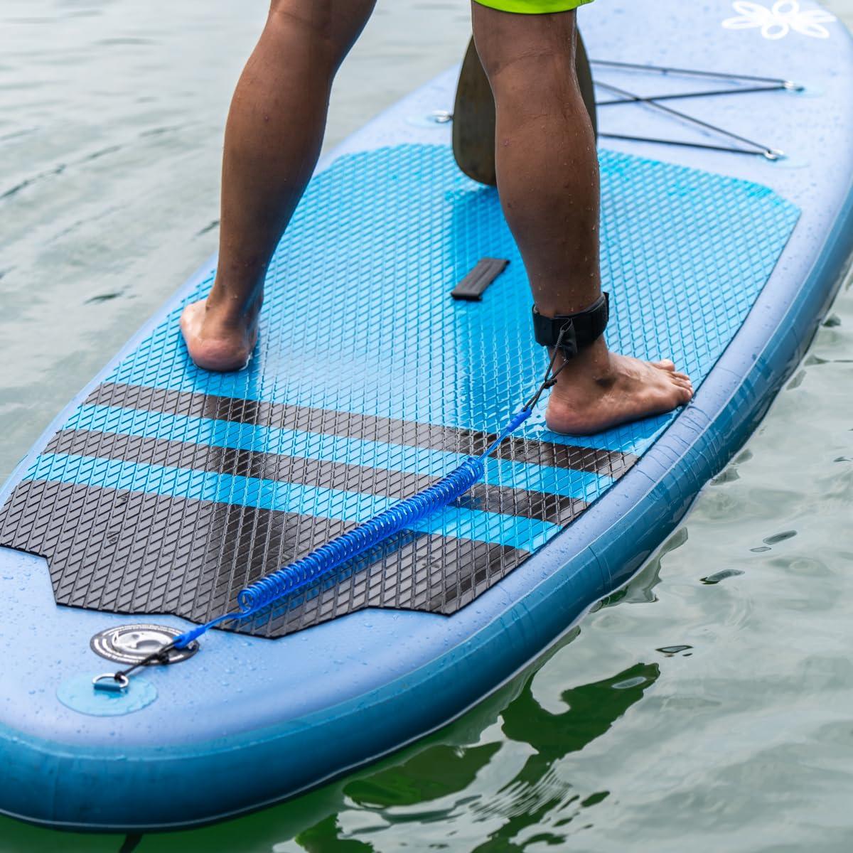 HEYTUR HEYTUR Coiled SUP Leash 10' Surfboard Leash Sup Leg Rope Strap Stand Up Paddleboard Leash (5mm Blue)