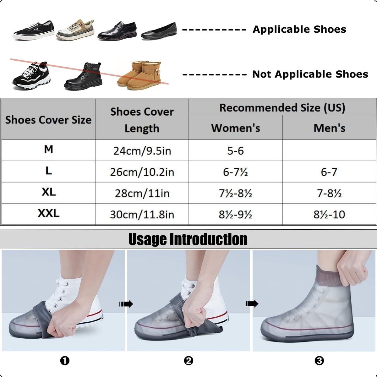 MLUUHK MLUUHK Waterproof Shoe Covers, Reusable Shoe Covers Non-Slip Shoes Boots for Outdoor Cycling Camping Fishing Travel (Grey, XXL)