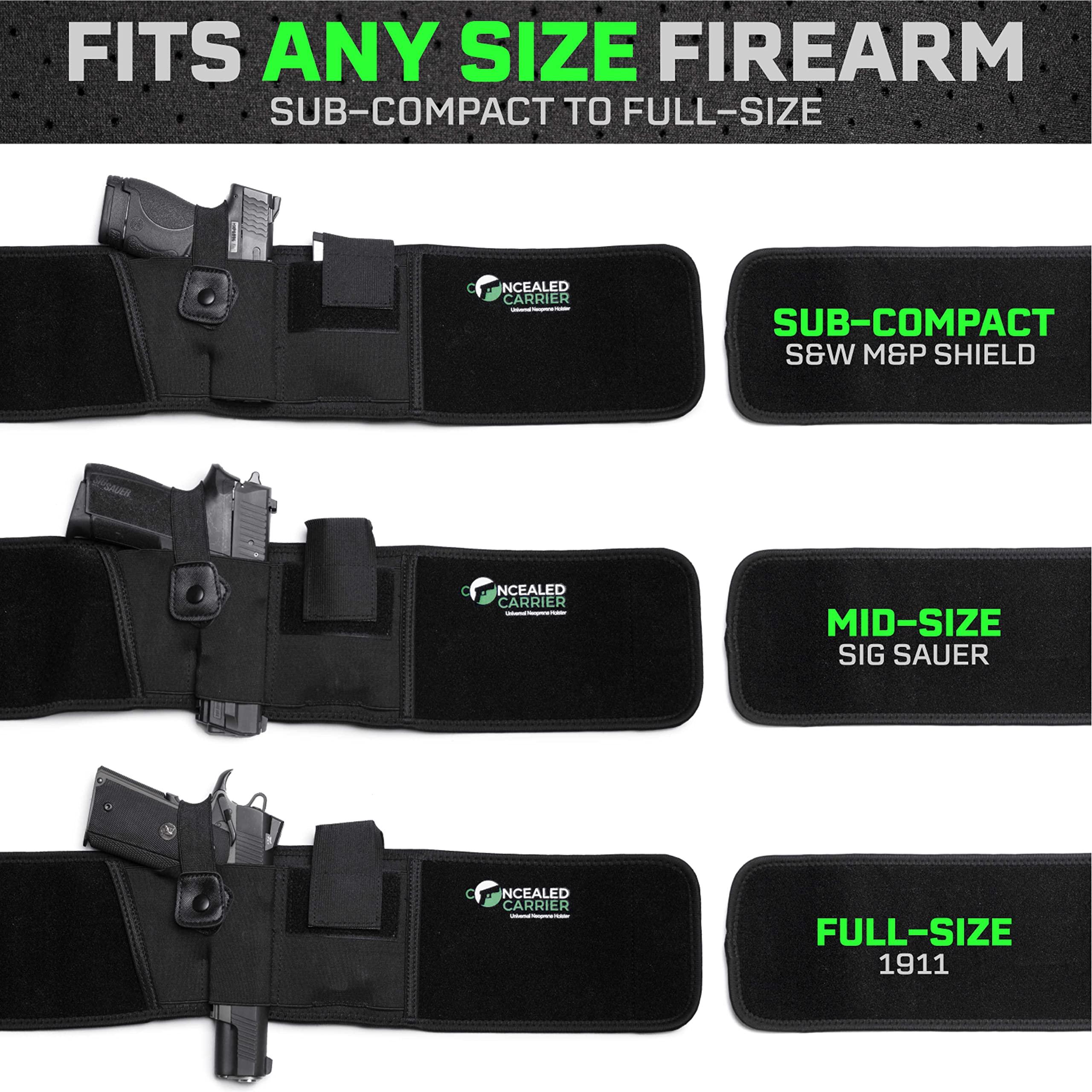 Concealed Carrier XL Belly Band Holster for Concealed Carry Up to 54" | Combat Veteran Owned Company |IWB Holster | Waist Band Handgun Carrying System | Hand Gun Elastic Holder for Pistols (XL Left-Handed)