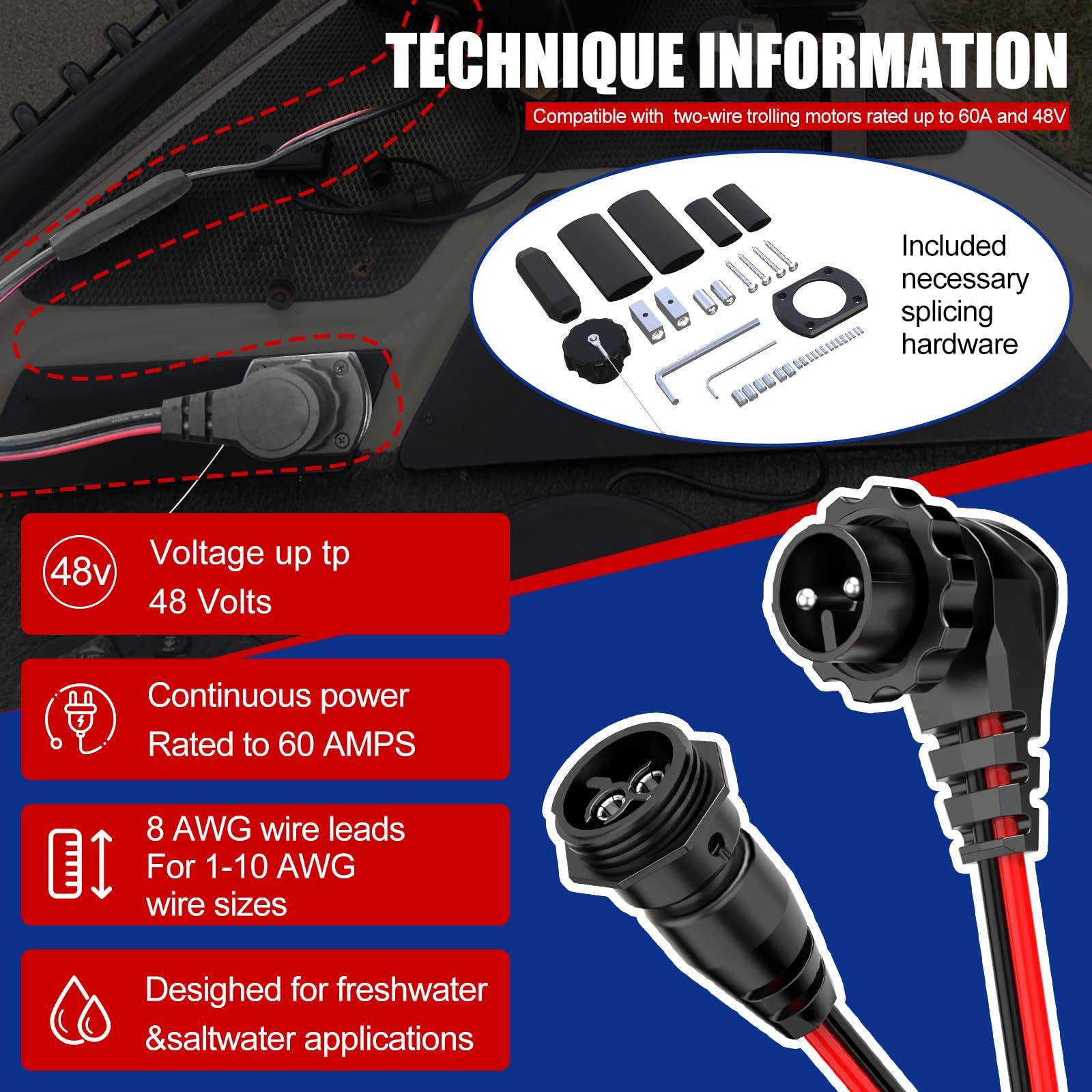 Moestoont 1865120 MKR-28 Trolling Motor Plug and Receptacle Compatible With Minn Kota Freshwater and Saltwater Trolling Motors 12V/24V/36V/48V Male Female Trolling Motor Connector Watertight Quick Connect