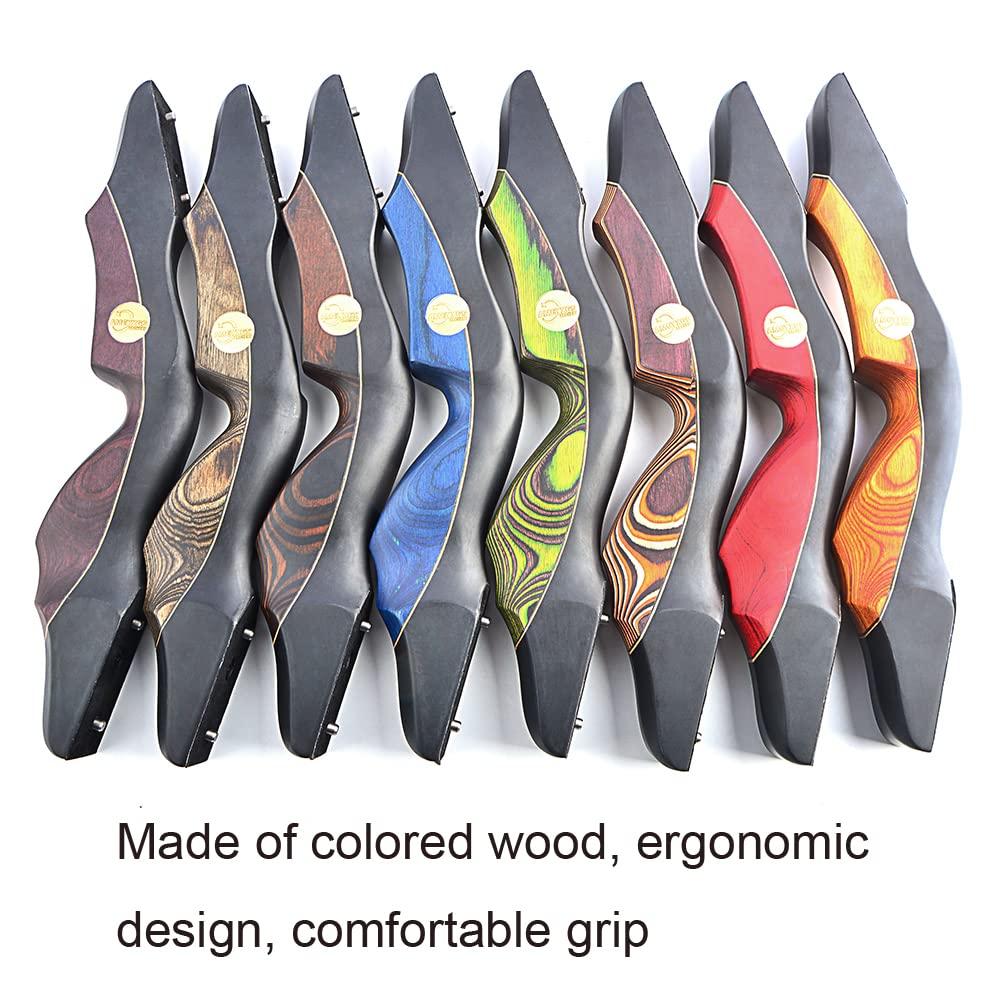 AMEYXGS 60 Inch Takedown Recurve Bow 25-60 Lbs American Hunting Bow Wood Riser Right Hand Longbow for Adult Beginner Hunting Target Practice (60 Lbs, Wine red Set)