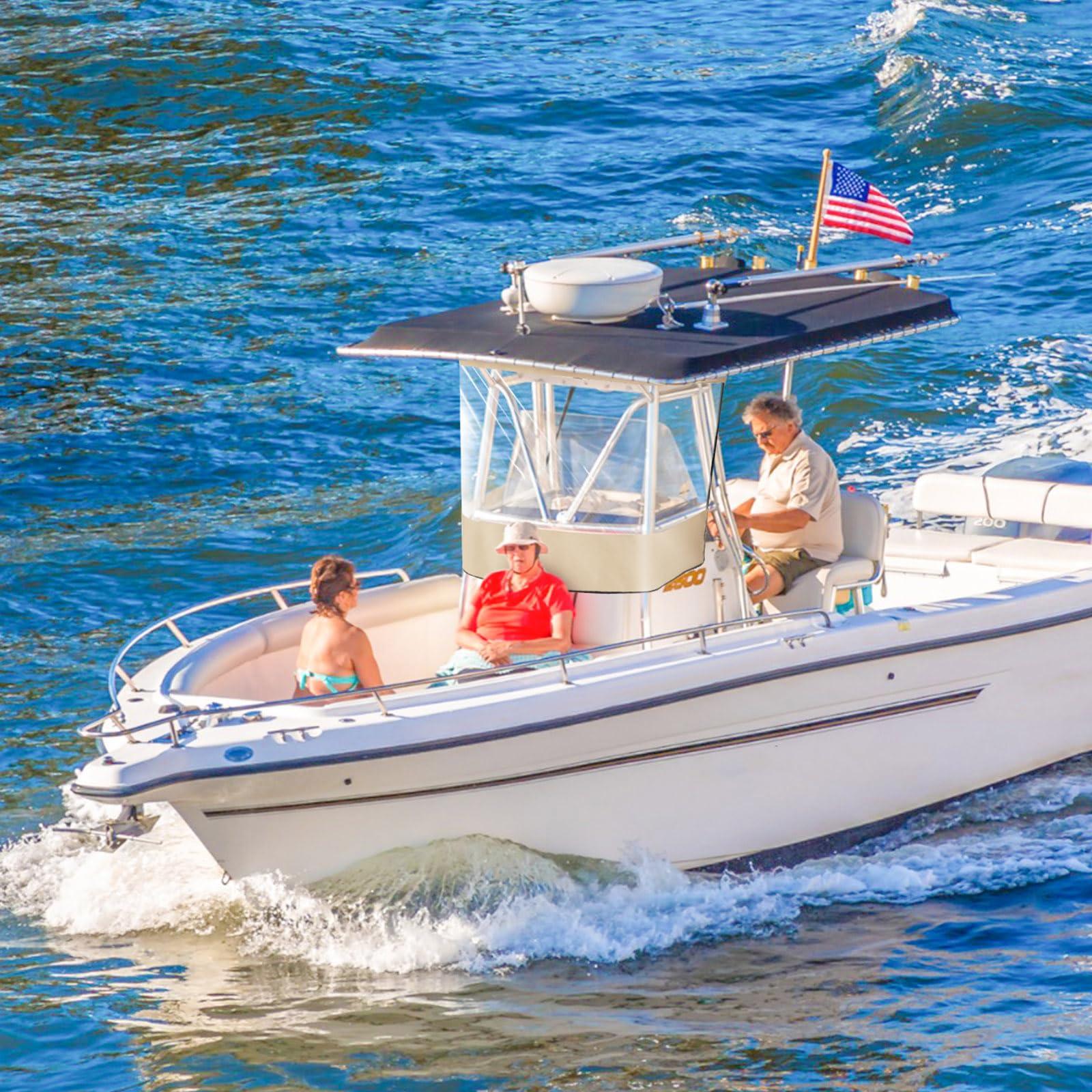 Fanfanwin Fanfanwin Universal T-top Boat Windshield Center Console T-top Enclosure Boat Accessories, Spray Shield, Clear Spray Curtain(for Consoles up to 27'')