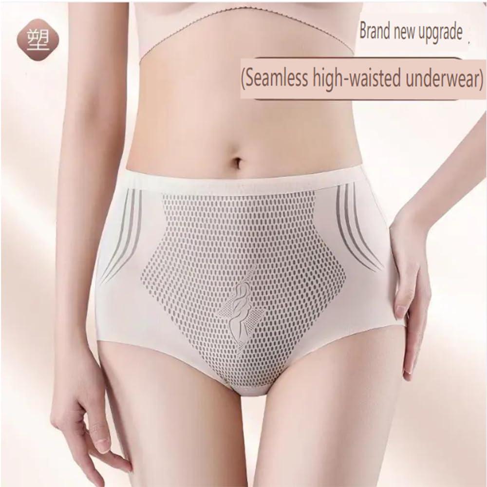 VNDUIFH 3PCS High Waist Seamless Liquid Ice Silk Shaping Pants Women Butt Lifting Ice Silk Body Shapewear (A,L)
