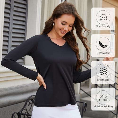 BVNSOZ 4-7 Pack Long Sleeve Shirts for Women,Moisture Wicking Shirts Long Sleeve Workout Tops for Women V Neck Hiking T-Shirts