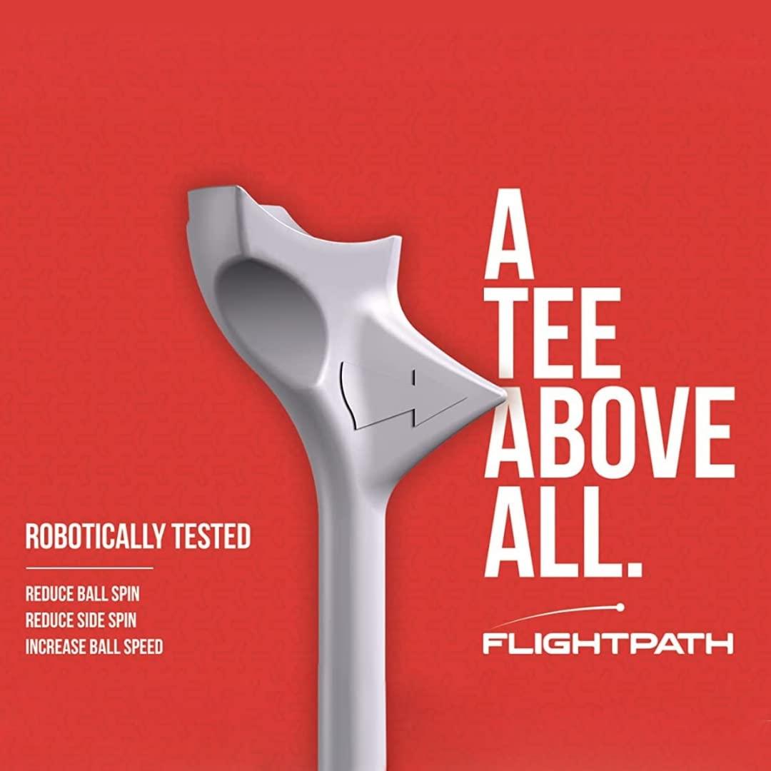 FLIGHTPATH FLIGHTPATH Premium Golf Tees - Durable Plastic Golf Tees Designed to Enhance Golf Shot Distance & Precision - Robotically Tested to Reduce Ball Spin - USGA Approved Golf Equipment - (Pack of 8, 2.75)