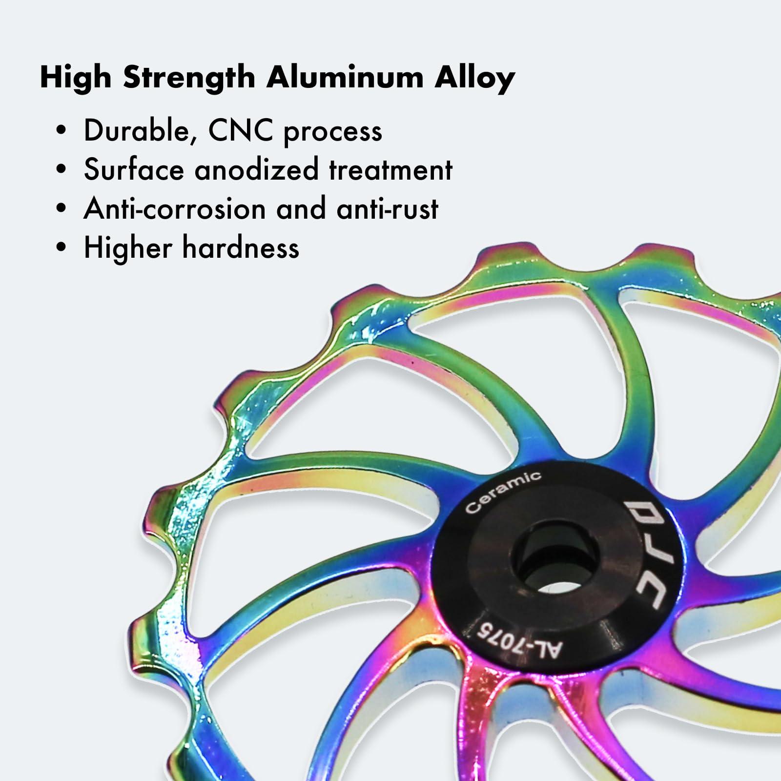 DJC Components DJC Bike Ceramic Bearing Pulley Wheel 2pcs Guide Roller 11T 12T 13T 14T 15T 16T MTB Road Bike Rear Derailleur for Shimano for Sram Pulley oilslick (oilslick, 11T and 13T)