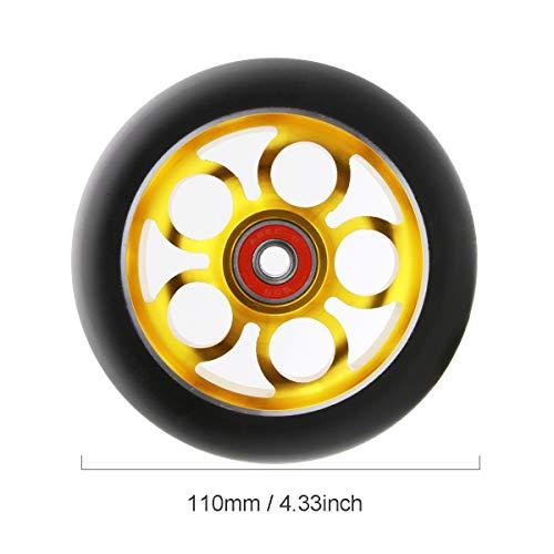 Z-FIRST 2Pcs 110mm Pro Scooter Wheels with Abec 9 Bearings Fit for MGP/Razor/Lucky Envy/Vokul Pro Scooters Replacement Wheels (Gold)