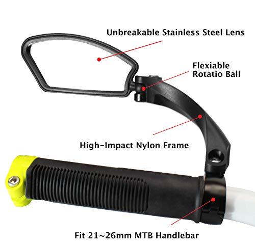 Hafny Hafny Handlebar Bike Mirror, Stainless Steel Mirror, Safe Rearview Mirror,HF-MR080 (Black Left Side)