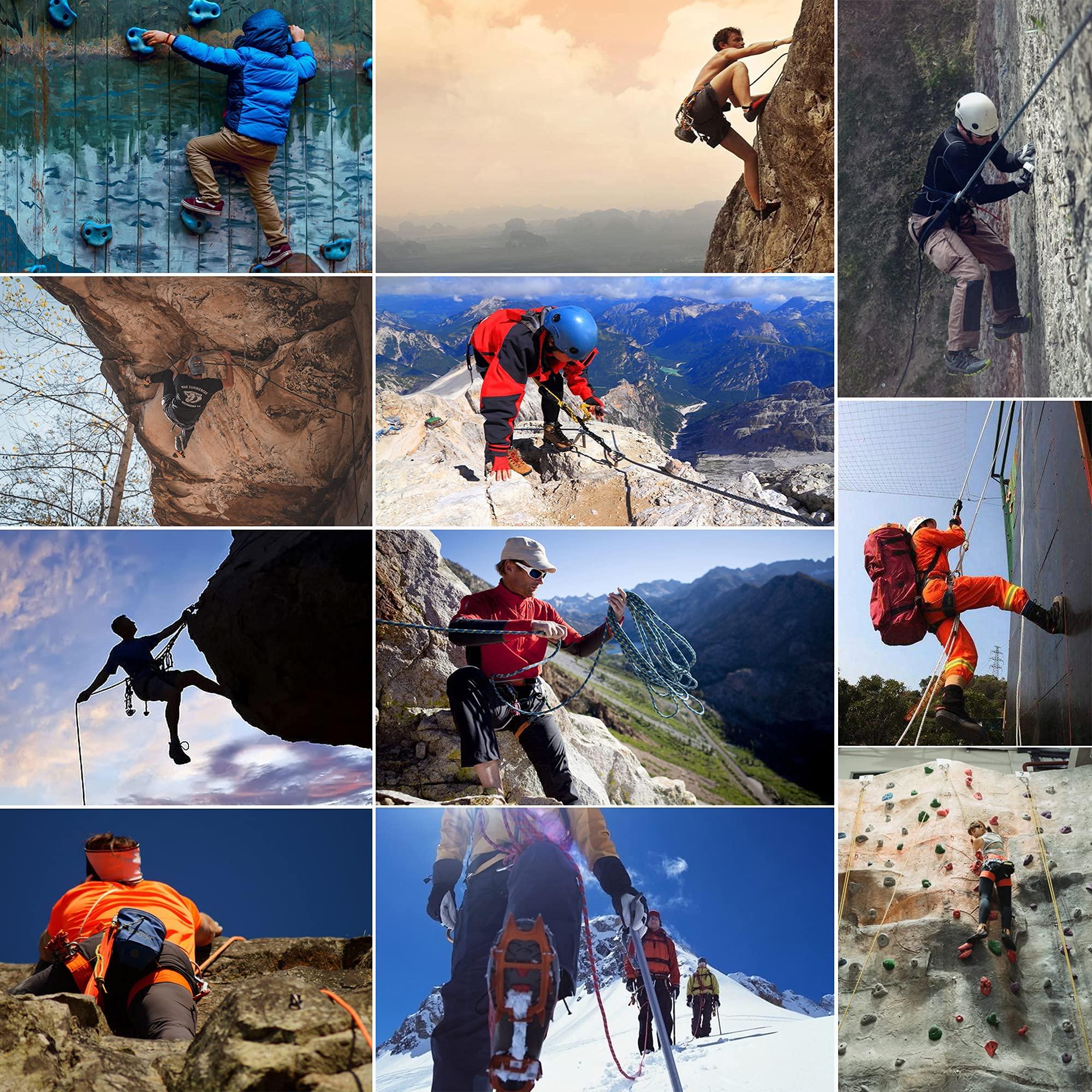 EMEKIAN EMEKIAN 12 mm Red Indoor Outdoor Climbing Rope, 15 M (49 ft) Static Rock Climbing Rope for Escape Rope, Ice Climbing Equipment, Fire Safety Rescue Rope, with Non Slip Gloves