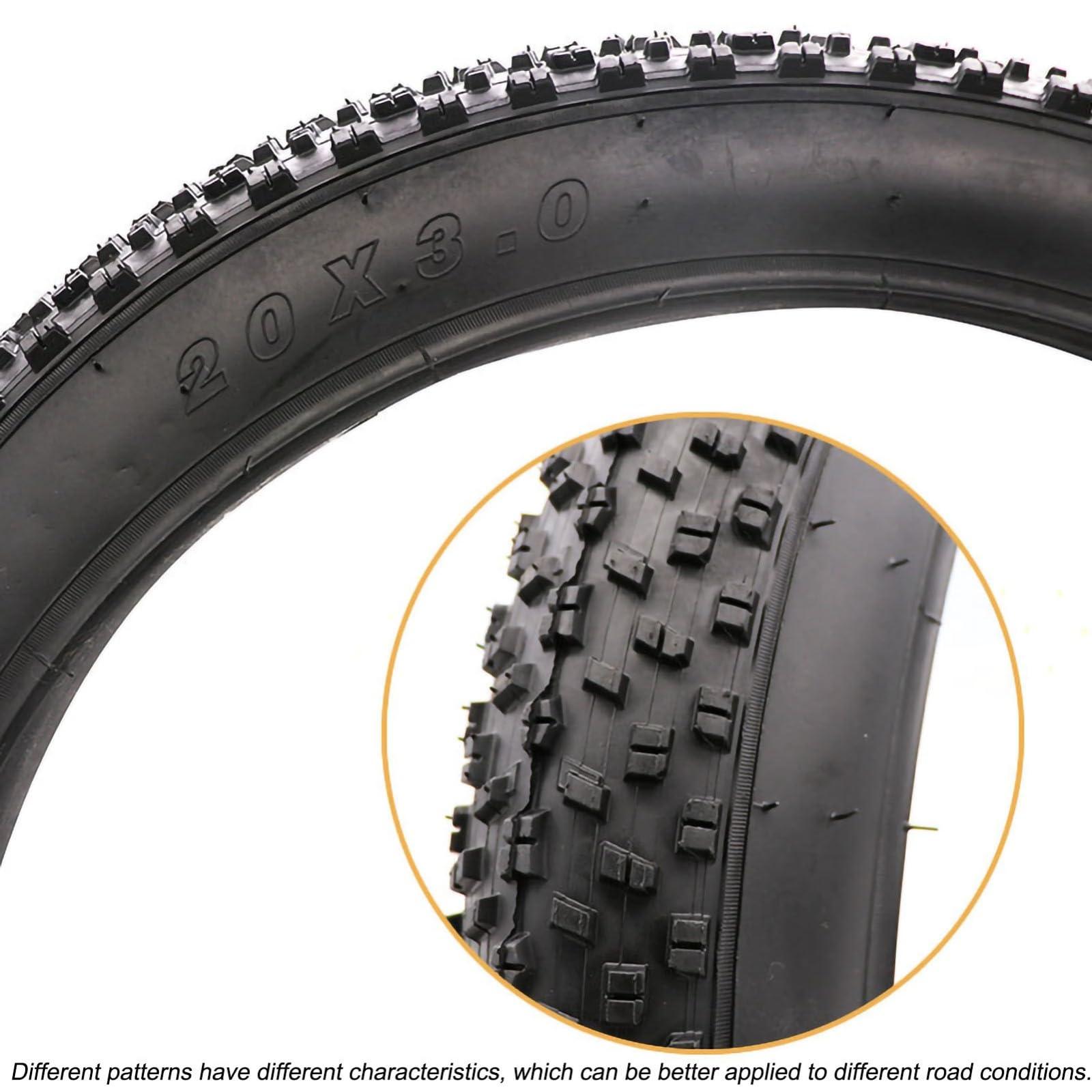NiuJKun NiuJKun 2 Pack Bike Fat Tire 76-406/20x3.0 for e Bike| 20 x 3.0 Bicycle Tire | 20\" Electric Bike Tires | Replacement Tire Compatible with Urban Mountain or Three-Wheeled Bicycle | 30 PSI