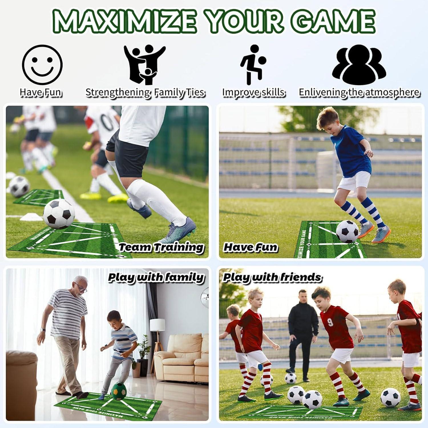 PUSHIZHIGUANG Soccer Training Mat, Anti-Skid Soundproof Football Training Mat, Household Diatom Mud Folding Children Adult Dribbling Training Foot Mat, Improve Speed, Strength and Coordination (E, 15.7 * 23.6in)