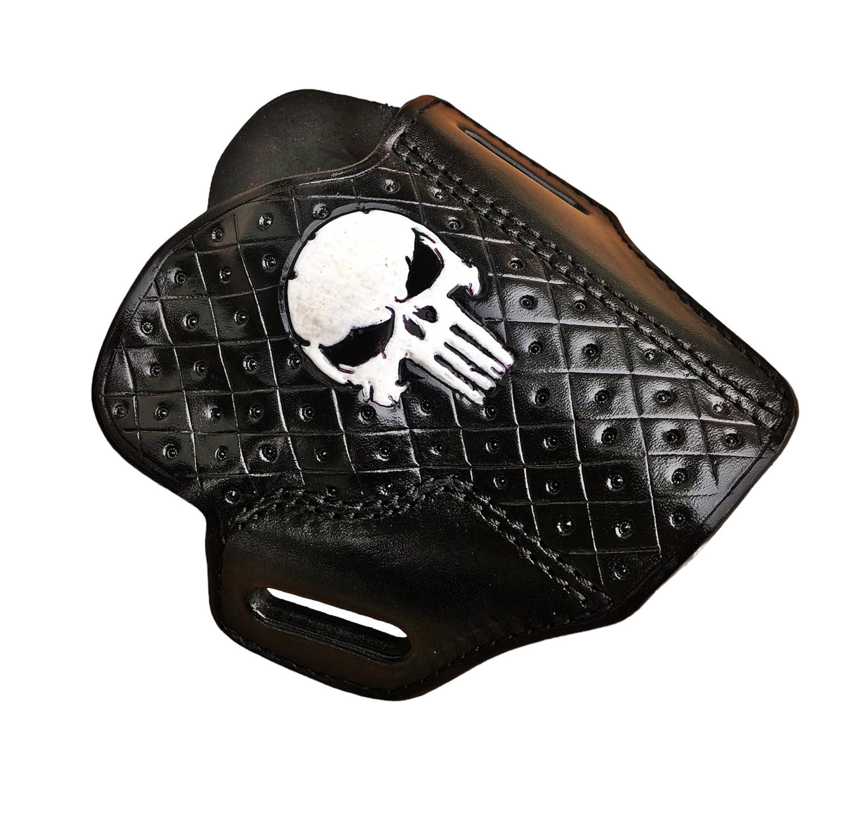 Andien Special Patterned Leather Gun Belt Holster Fits S&W Models 586 686 10 19 60, Premium Leather, Handcrafted - ShnLeather (Black, S&W Model 60 3" Barrel)