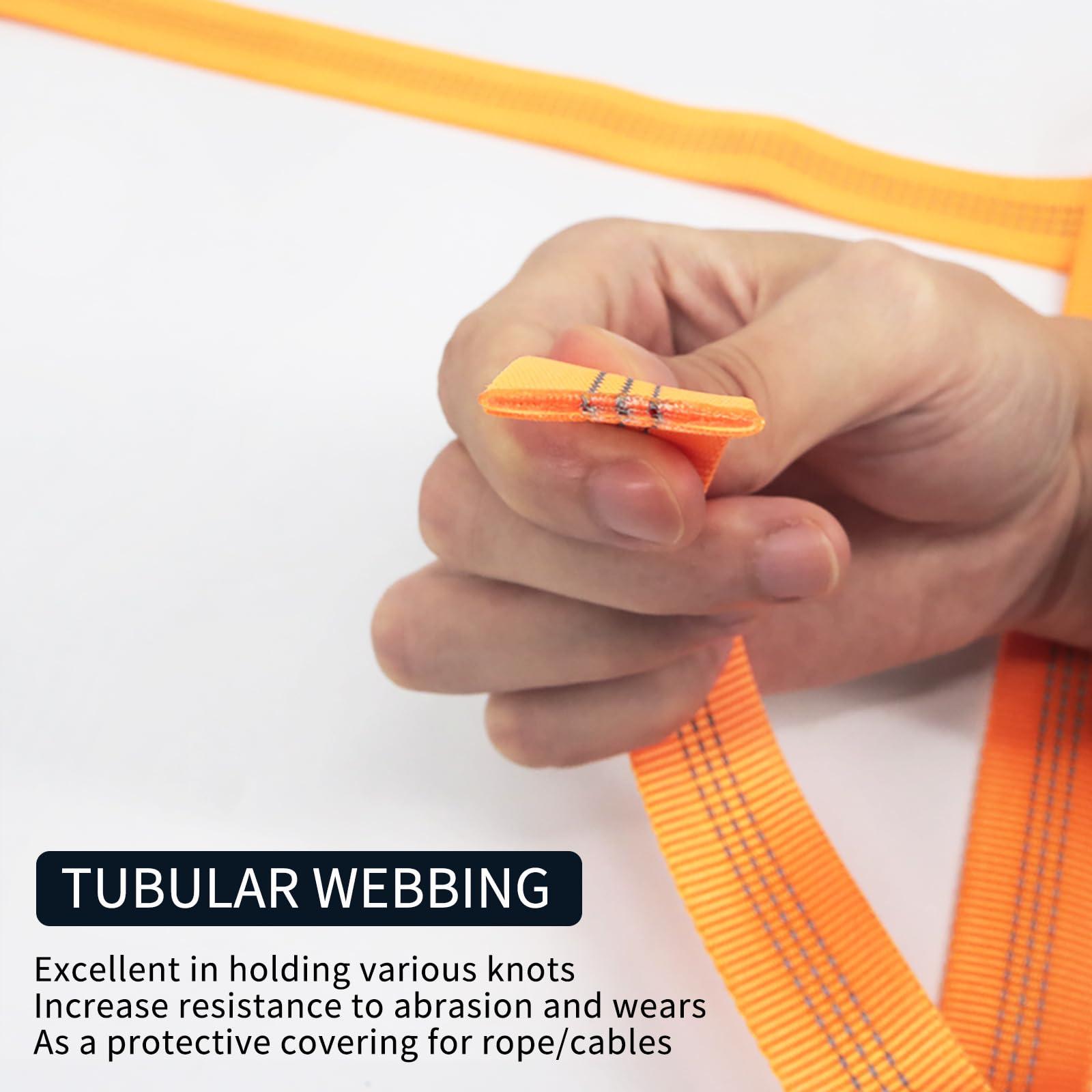 NewDoar NewDoar 1 Inch Nylon Webbing Strap/Tubular Climbing Webbing - Heavy Duty Strap for Rescue, Climbing, Harnesses, Rock Work, & Firefighting (Orange,5Yard)