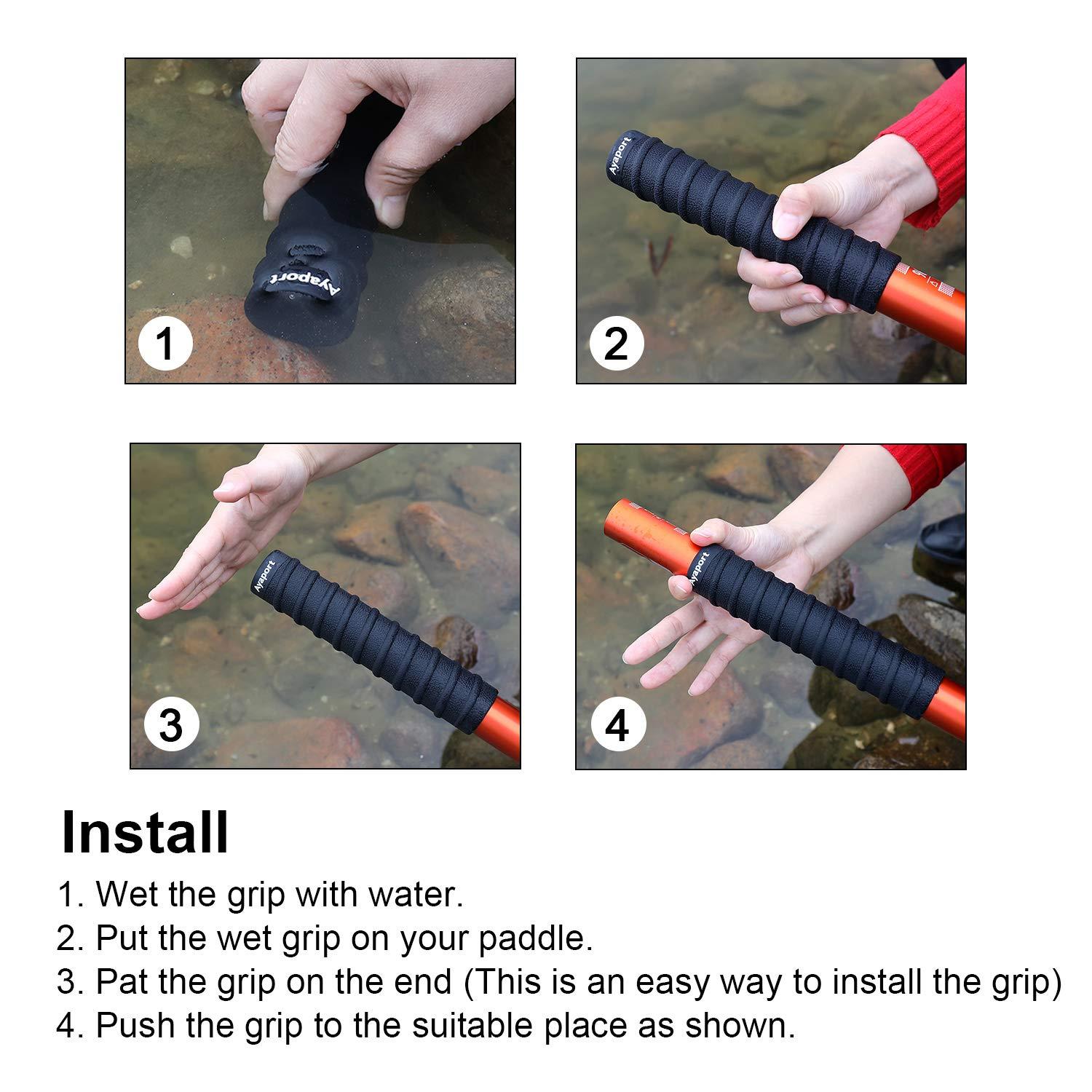 Ayaport Ayaport Kayak Paddle Grips Non-Slip Silicone Wraps Blister Prevention Kayaking Accessories for Take-Apart Paddles (Black)