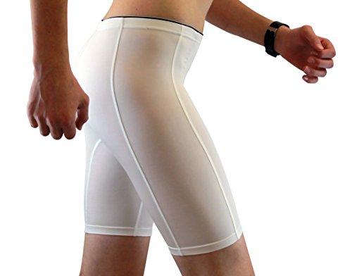 Maks Mens Compression Gym and Exercise Shorts (White, Large)