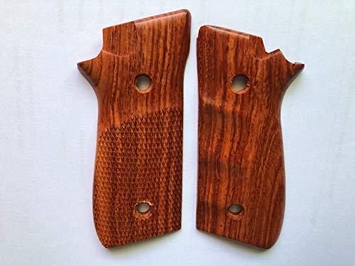 Handcraft New! Grips Compatible with Taurus Pt-92, Pt-99, Pt100, Pt101 Decocker, Half Checkered & Finger Groove- Thai Handmade and Ship from Thailand