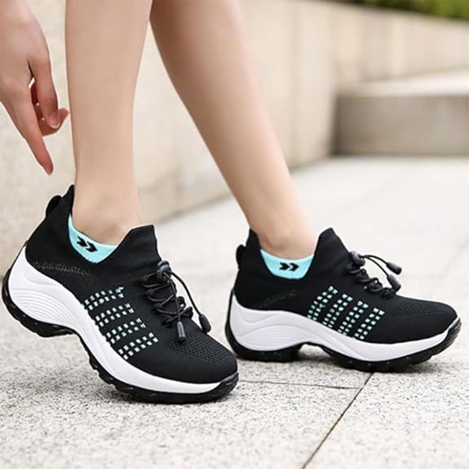 NineFit Basics Comfortwear Ortho Stretch Cushion Shoes for Women,Comfort Wear Ortho Shoes,Comfortorthowear Shoes for Women Plantar Fasciiti (BIack,7)