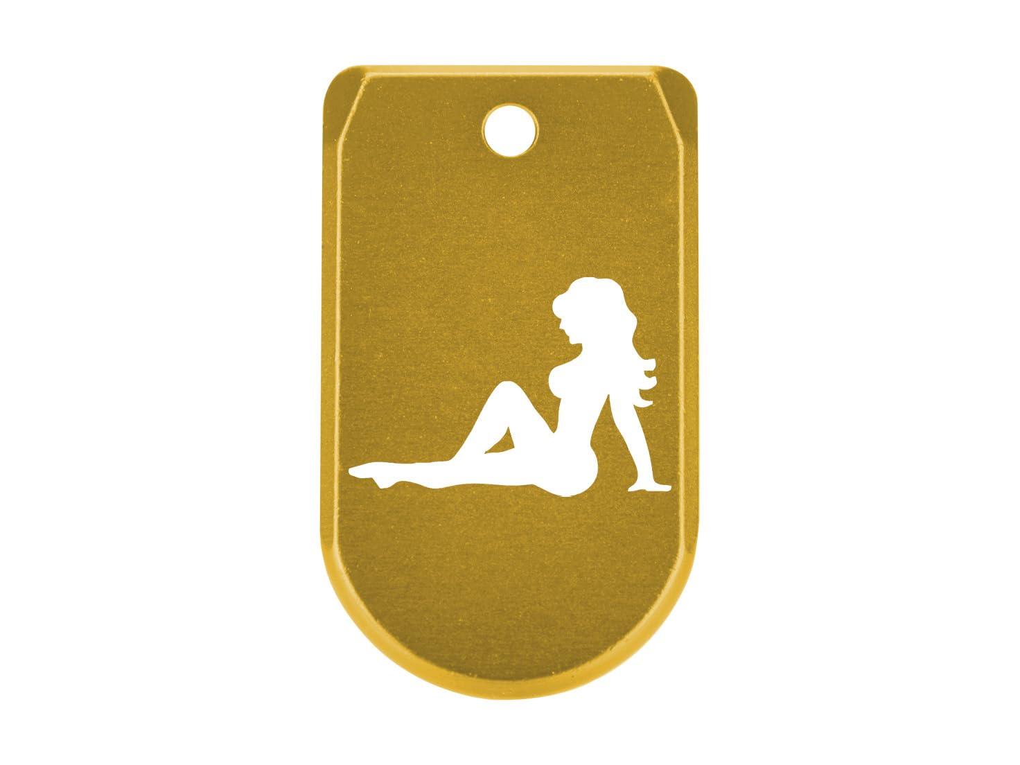NDZ Performance NDZ Performance Magazine Base Plate Finger Extension for Sig P365 .380 ACP, Laser Engraved Anodized Aluminum in Gold - Trucker Mudflap Girl