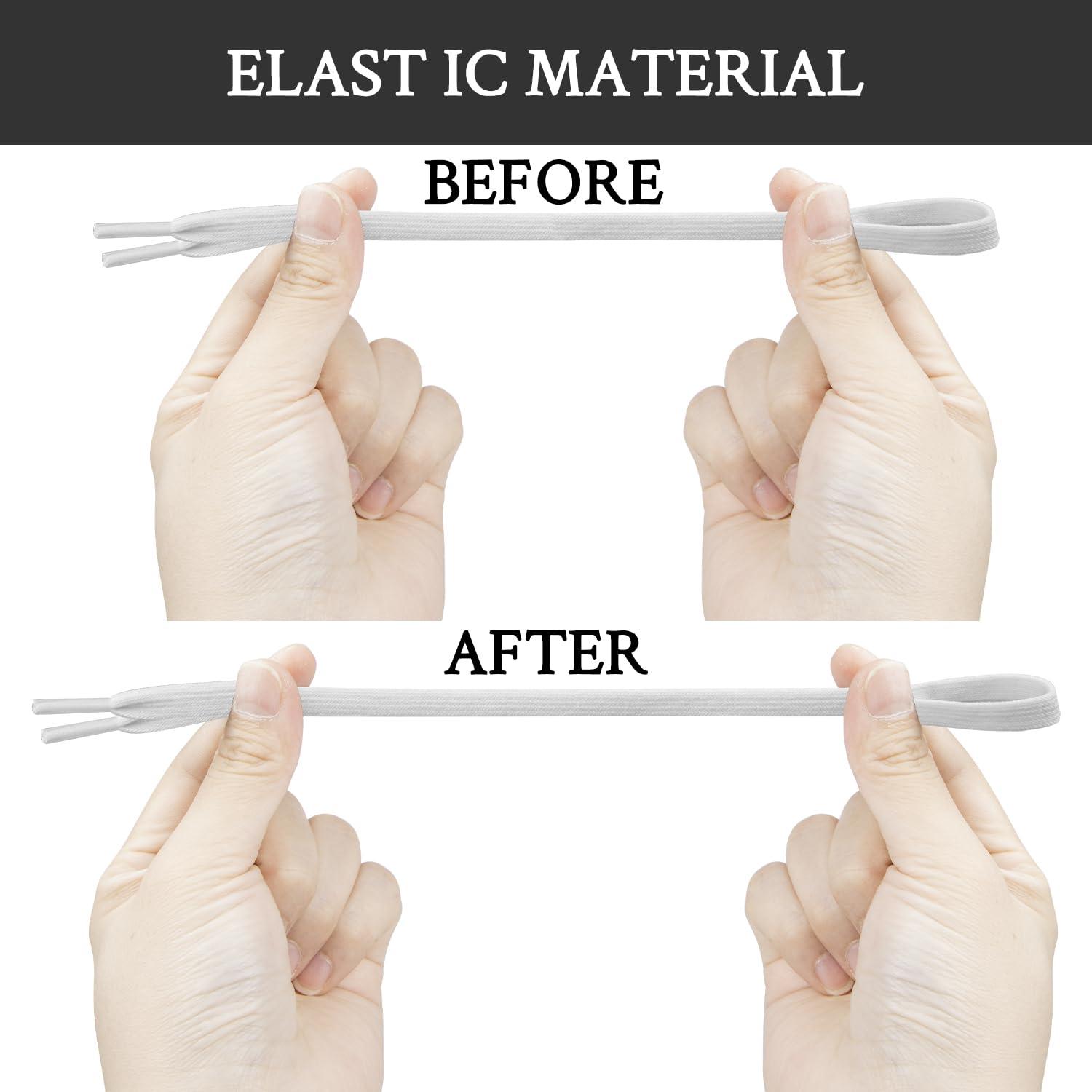 Endoto 2 Pairs Elastic Shoe Laces for Nike Blazer Flat Stretchy Bungee Replacement Shoelaces(Color:White,Size:54Inch)