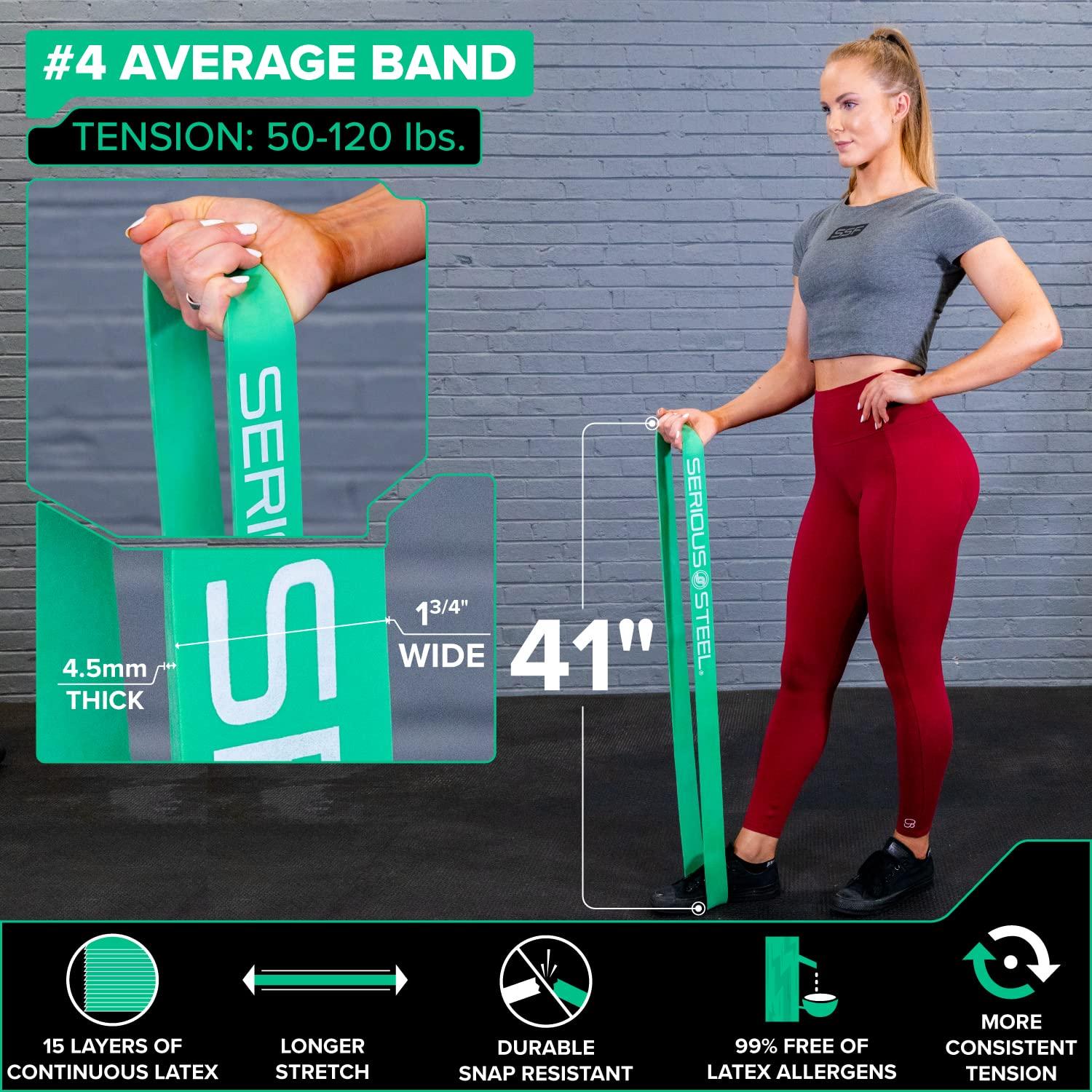 SERIOUS STEEL FITNESS SERIOUS STEEL FITNESS Assisted 41\" Pull-Up Band, Resistance & Stretching, Powerlifting & Pull-ups (#4 Green - Single Band)