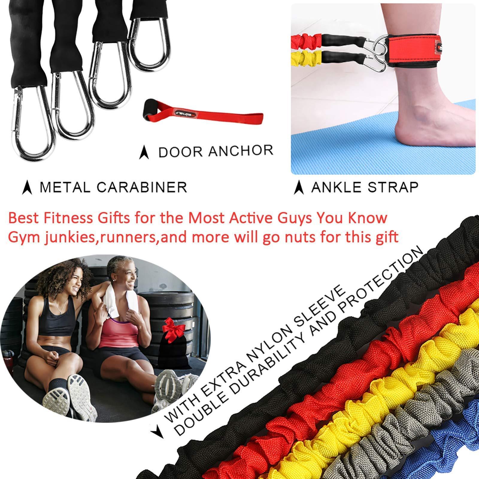 SUPALAK Resistance Bands, 15 Pieces Exercise Elastic Bands Set, 20lbs to 40lbs Resistance Tubes with Heavy Duty Protective Nylon Sleeves Anti-Snap for Fitness SUPALAK