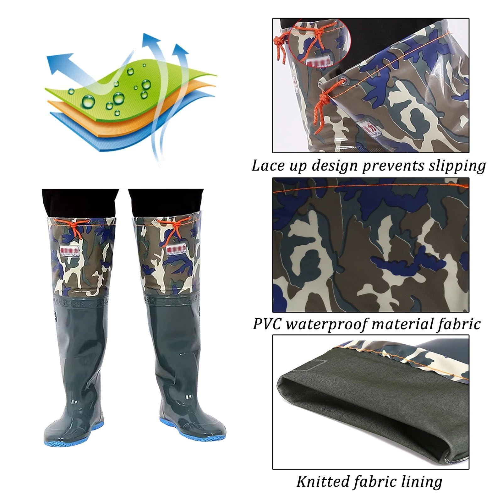 JCWGLY Men and Women Waterproof Fishing Waders for Outdoor Work and Hunting, 60cm High Knee Wading Boots No Leaks(7.5)