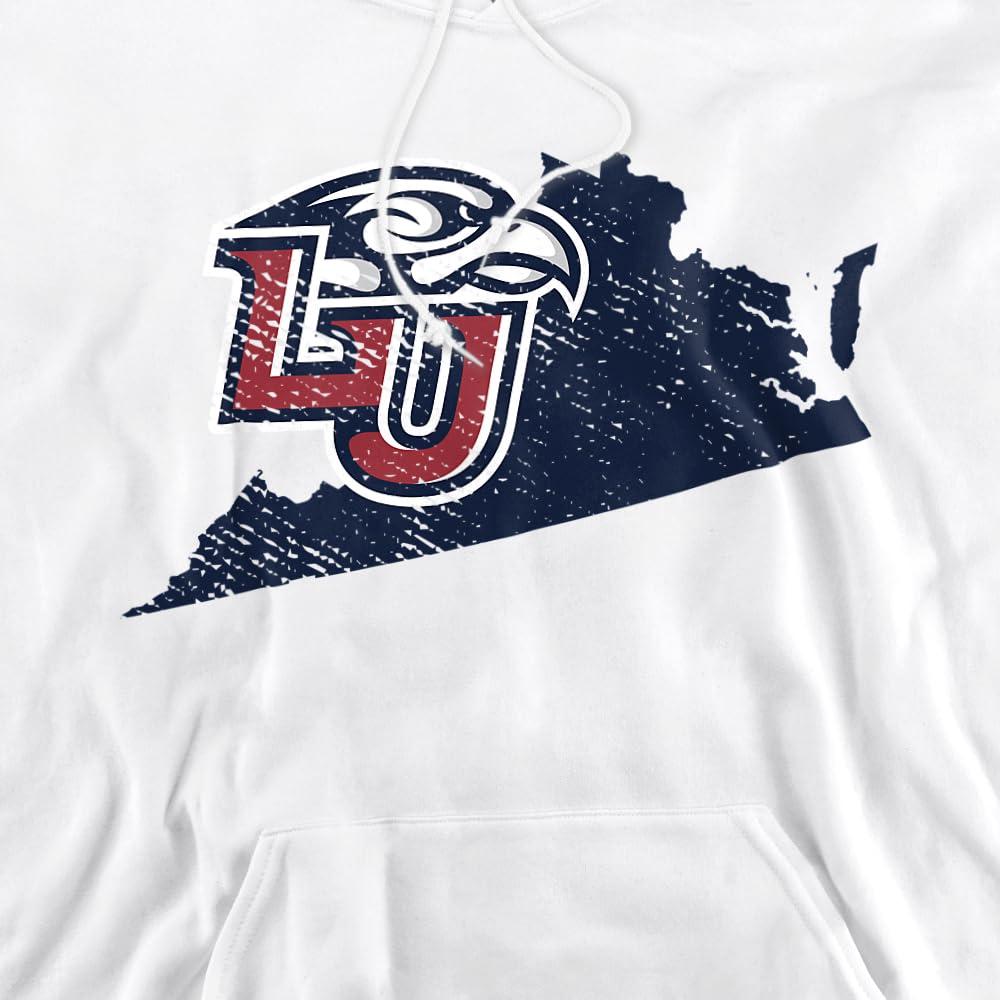 LOGOVISION Liberty University Official State Shape Unisex Adult Pull-Over Hoodie, White, 2X-Large