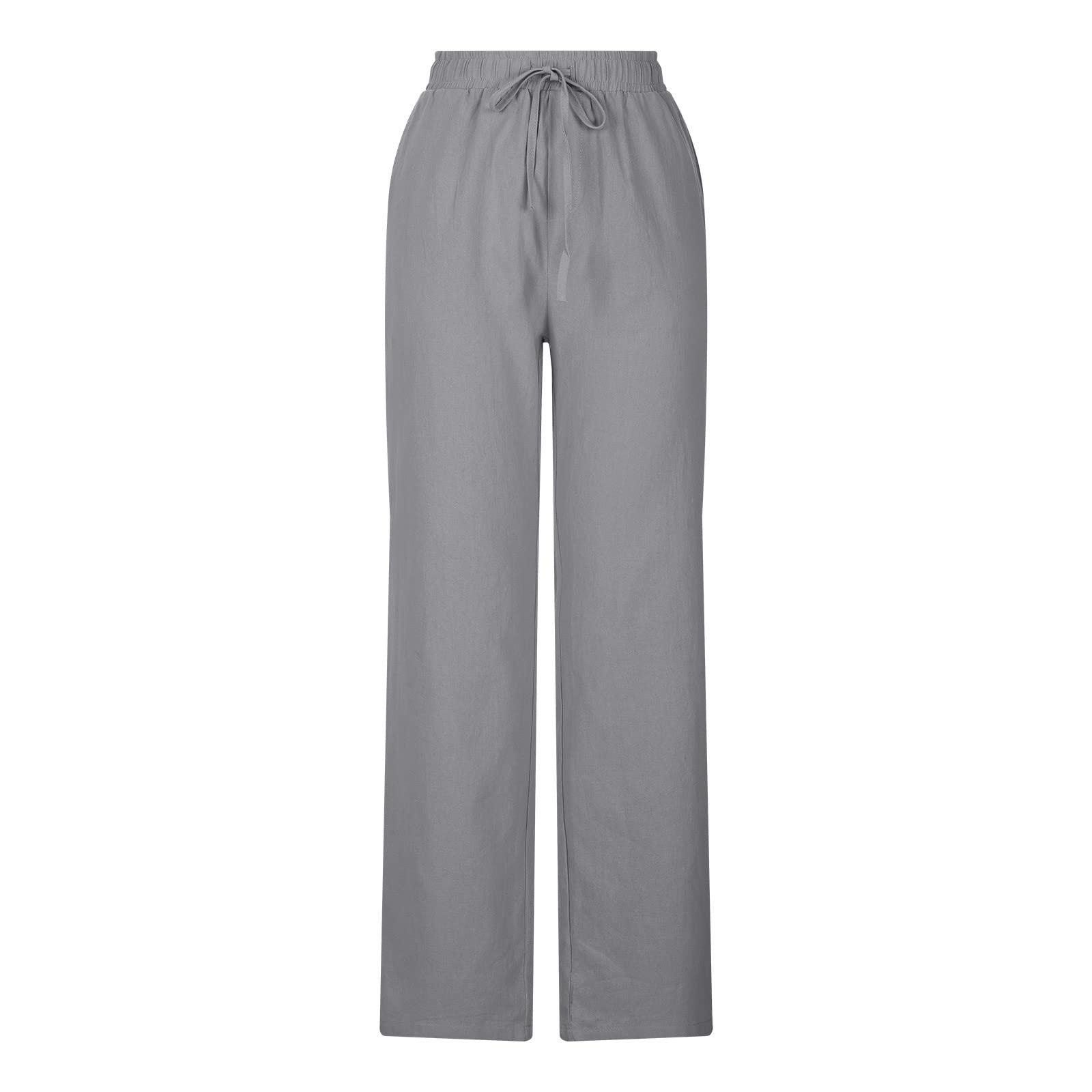 Ctreela Ctreela Mens Lounge Pants Cotton Linen Elastic Waist Loose Jogger Yoga Pants Casual Fashion Summer Fall Jogger Sweatpants Gray
